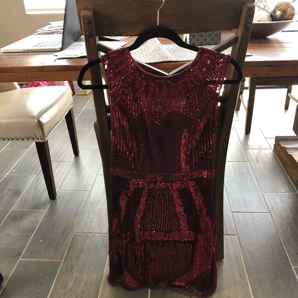 Aidan Mattox Red Sequined party/ prom dress - Picture 2 of 4